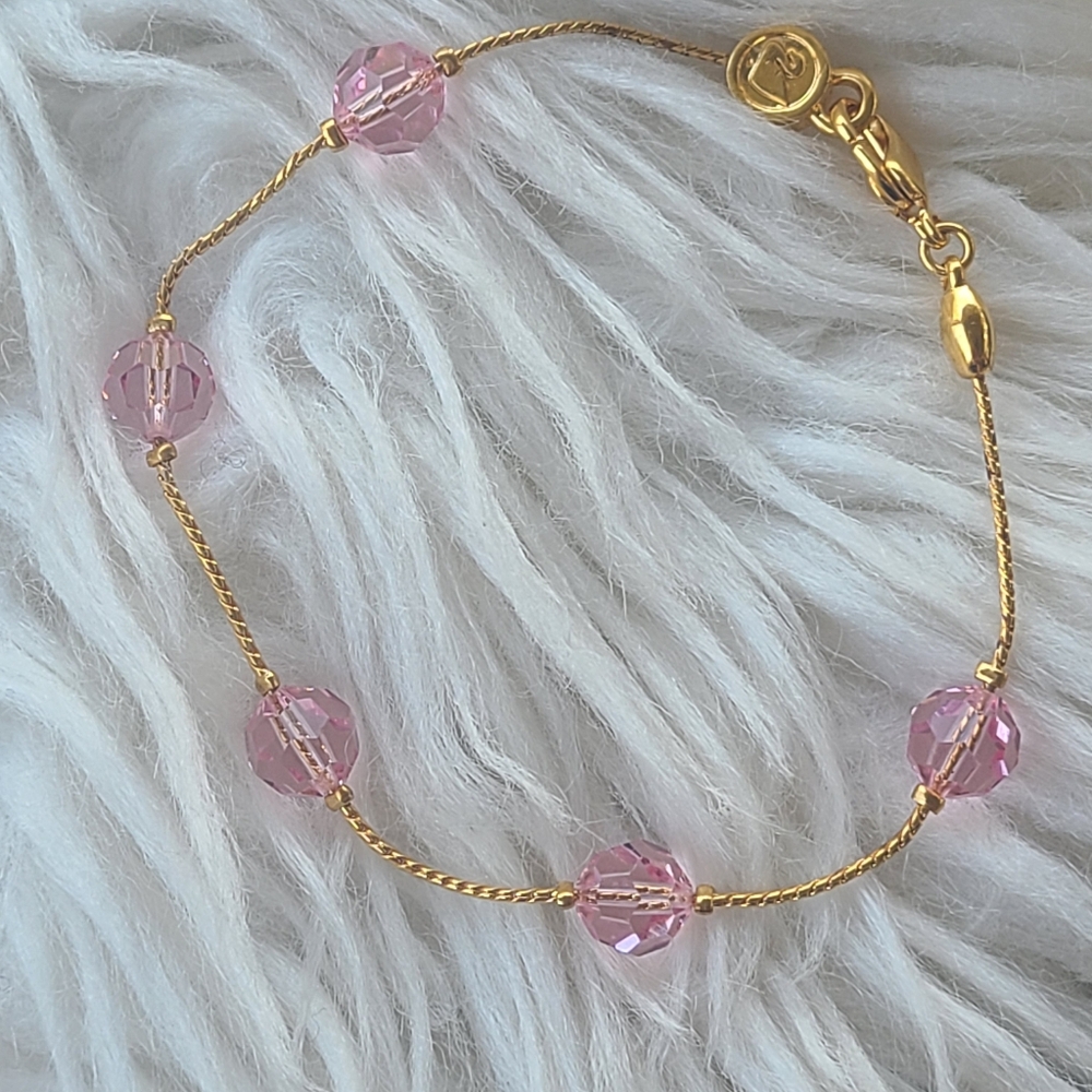 Elegant Swarovski Pink Crystal Bracelet - Good Condition